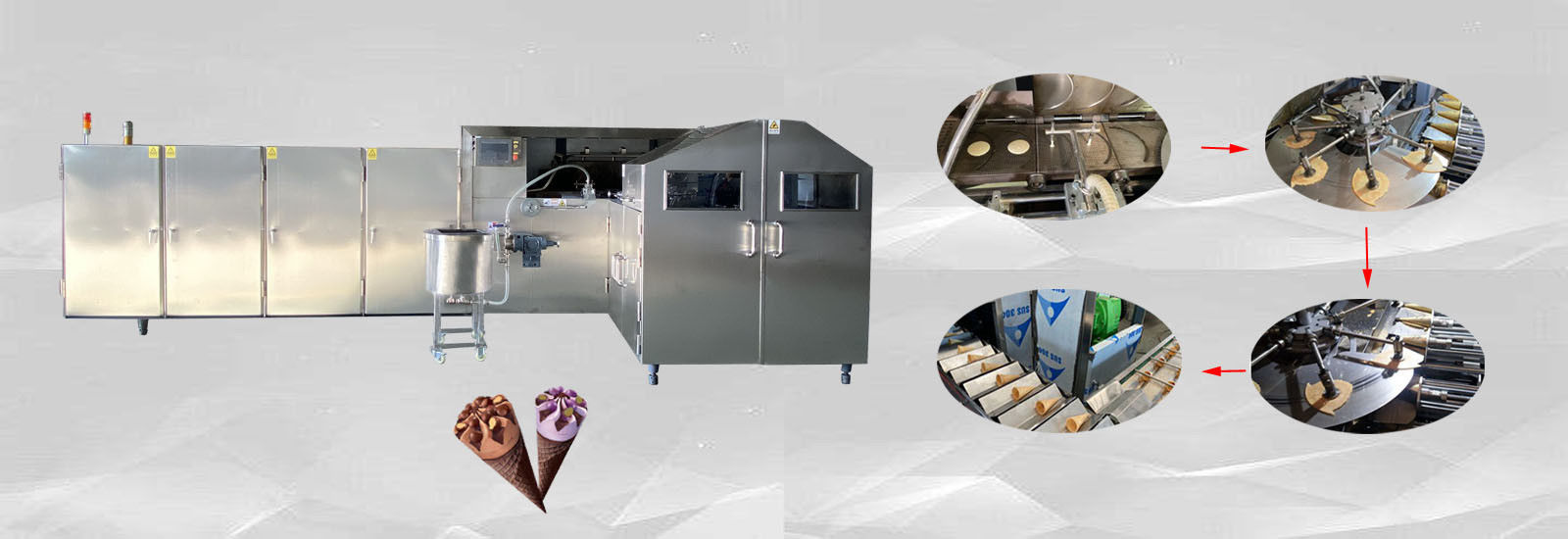 calidad máquina de la hornada del cono de helado fábrica