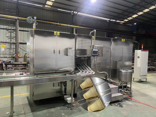 Un buen precio. Acero inoxidable 12000pcs/H wafer máquina de hornear cono controlado por PLC en línea