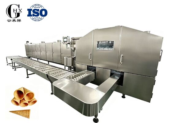 calidad Solución totalmente automática de alta velocidad para mini conos de azúcar llenos de chocolate, máquina automática de hornear conos de azúcar enrollados Fábrica